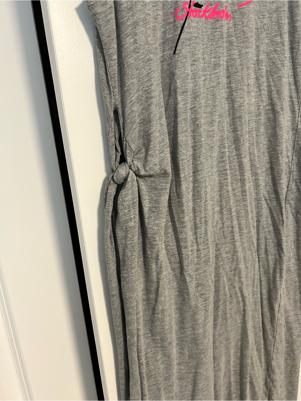 Cheap Monday Gray Midi Dress with Pink Logo